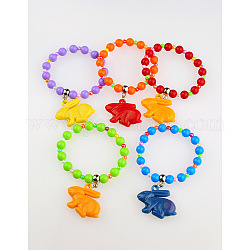 Fashion Acrylic Bracelets for Kids, with Random Color Acrylic Pendants, Mixed Color, 45mm