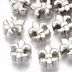 Beschichtung abs Kunststoff europäische Perlen, Großloch perlen, fleur de lis, Platin Farbe, 13.5x11.5x8 mm, Bohrung: 4.5 mm