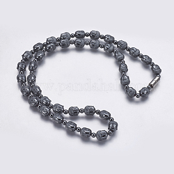 Colliers de perles de mala en hématite synthétique non magnétique, avec fermoir magnétique, Bouddha, 22.9 pouce (58.3 cm)