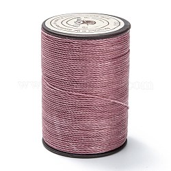Ficelle ronde en fil de polyester ciré, cordon micro macramé, cordon torsadé, pour la couture de cuir, vieille rose, 0.65mm, environ 87.48 yards (80 m)/rouleau