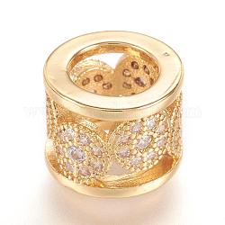 Messing Mikro ebnen Zirkonia Perlen, echtes 18k vergoldet, Kolumne, golden, 10x8 mm, Bohrung: 6 mm