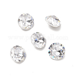 Glass Rhinestone Cabochons, Pointed Back & Back Plated, Flat Round, Crystal, 6x3.5mm