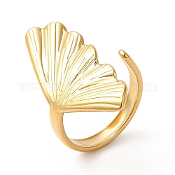 Chapado en iones (ip) 304 anillo de puño abierto en forma de concha de acero inoxidable para mujer, real 18k chapado en oro, nosotros tamaño 6 (16.5 mm)