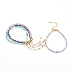 Bracelets de perles de pierres précieuses naturelles à facettes pour femmes, or, 7-1/4 pouce (18.5 cm)