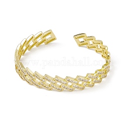 Zircone cubique évider losange bracelet manchette ouvert, bijoux en laiton de placage de rack pour les femmes, sans cadmium et sans plomb, clair, diamètre intérieur: 2-3/8 pouce (6.1 cm)
