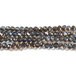 Electroplate Glass Beads Strands, Half Plated, Rainbow Plated, Faceted, Rondelle, Light Blue, 6x5mm, Hole: 1mm
