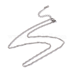 201 collier chaîne singapour en acier inoxydable pour homme femme, couleur inoxydable, 17.72 pouce (45 cm)