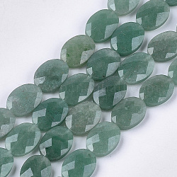 Natural Green Aventurine Beads Strands, Faceted, Oval, 18x13~13.5x5.5~6mm, Hole: 1.2mm, about 11pcs/strand, 7.8 inch
