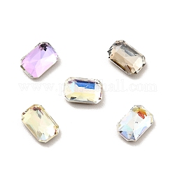K9 Glass Cabochons, Flat Back & Back Plated, Faceted, Rectangle, Mixed Color, 6x4x2mm