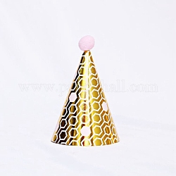 Partyhüte aus Papier, mit Pompon und Polyester, mit PVC-Seil, Geburtstagsgeschenke, für Mädchengeburtstagsfeier liefert, Sechseck-Muster, 160x110 mm