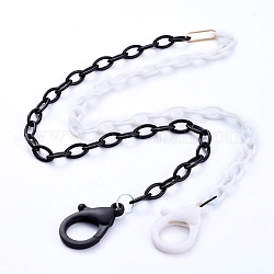 Colliers de chaîne torsadés en plastique ABS bicolores personnalisés, chaînes de lunettes, chaînes de sac à main, avec anneaux de liaison en fer et fermoirs à pince en plastique, blanc, 26.77~27.95 pouce (68~71 cm)