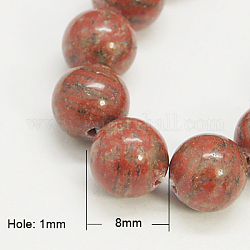 Fili di perle di diaspro / kiwi di sesamo naturale, tondo, rosso scuro, 8mm