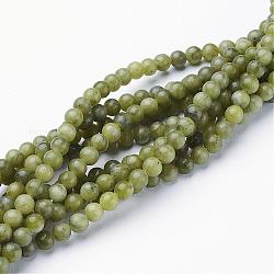 Pierres gemmes naturelles, taiwan jade, pouvoir de guérison de la pierre d'énergie naturelle pour la fabrication de bijoux, ronde, vert olive, 4mm, Trou: 0.8mm, Environ 86~95 pcs/chapelet, 15~16 pouce