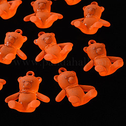 Ciondoli in acrilico smerigliato, orso, arancio rosso, 38.5x34x15mm, Foro: 2.5 mm, circa 94pcs/500g