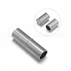 Chiusure magnetiche in ottone a colonna con estremità da incollare, nichel libero, platino, 20x6mm, Foro: 5 mm
