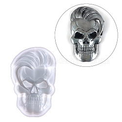 Happy Skull Display Decoration Silicone Molds, Resin Casting Molds, for UV Resin, Epoxy Resin Craft Making, White, 148x93x21mm