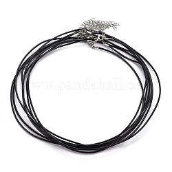 Collares redondos cordón de cuero que hacen, con cierres de pinza de langosta 304 de acero inoxidable y cadena del suplemento, negro, 18 pulgada, 1.5mm