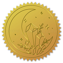 Autocollants en relief auto-adhésifs en feuille d'or, autocollant de décoration de médaille, Motif de lune, 5x5 cm