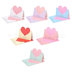 Craspire 60 pcs 6 tarjetas de felicitación de papel de colores, para el día de acción de gracias, Corazón con el patrón de la palabra, color mezclado, doblez: 8.5x9.7cm, desplegar: 13.5x9.7x0.03cm, 10 piezas / color