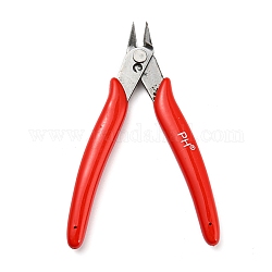 Steel Jewelry Pliers, Flush Cutter, Mini Shear, with Plastic Handle, Red, 12.6x7.95x1.3cm