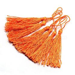 Polyester Tassel Decorations, Pendant Decorations, Dark Orange, 130x6mm, Tassel: 70~90mm