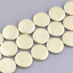 Shell Perlen Stränge, gischt gemalt, Flachrund, Gelb, 20x3 mm, Bohrung: 1 mm, ca. 20 Stk. / Strang, 15.9 Zoll