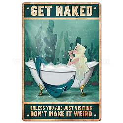 GLOBLELAND Mermaid Bath Vintage Metal Tin Sign Plaque Poster Retro Metal Wall Decorative Tin Signs 8×12inch for Home Kitchen Bar Coffee Shop Club Orchard Decoration