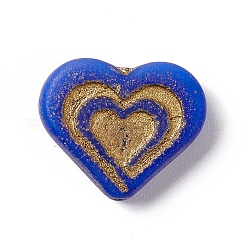 Perle di vetro ceco, cuore, blu royal, 13.5x16.5x4.5mm, Foro: 1 mm