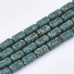 Kunsttürkisfarbenen Perlen Stränge, Kolumne, 7~7.5x4 mm, Bohrung: 0.8 mm, ca. 54~55 Stk. / Strang, 15.7 Zoll