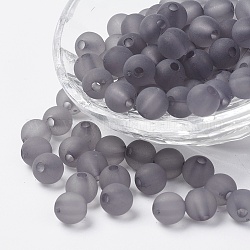 Perles en acrylique transparente, ronde, mat, grises , 10mm, Trou: 2mm