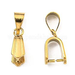 304 Stainless Steel Ice Pick Pinch Bails, Real 18K Gold Plated, 10.5x6.5x4mm, Hole: 3.5x5mm, Pin: 0.8mm