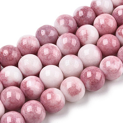 Opaque Crackle Glass Round Beads Strands, Imitation Stones, Round, Cerise, 10mm, Hole: 1.5mm, about 80pcs/strand, 30.31~31.10 inch(77~79cm)