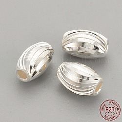 925 Sterling Silver Beads, Oval, Silver, 7x4mm, Hole: 1.5mm