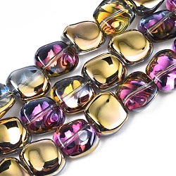 Perles en verre plaquent brin, demi-plaqué, polygone, plaqué or, 10.5x11~12x5~6mm, Trou: 1mm, Environ 60~61 pcs/chapelet, 24.41 pouce ~ 25.20 pouces (62~64 cm)