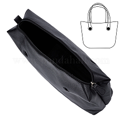 Insert organisateur de sac de plage en cuir pu, poche intérieure du sac avec fermeture éclair, noir, 36x36x3.2 cm, Trou: 18mm