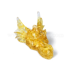 Resin Dragon Head Display Decoration, with Natural Citrine Chips inside Statues for Home Office Decorations, 90x60x40mm