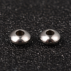 304 Stainless Steel Spacer Beads, Rondelle, Stainless Steel Color, 6x3mm, Hole: 2mm