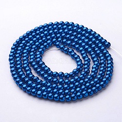 Glass Pearl Beads Strands, Pearlized, Round, Steel Blue, 4~5mm, Hole: 1mm, about 200pcs/strand, 30.71 inch(78cm)
