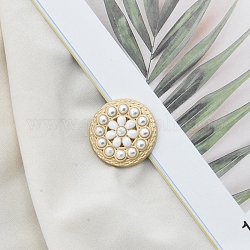 Botones de vástago de resina de aleación, con perlas de imitación de plástico, para accesorios de ropa, blanco, 18mm