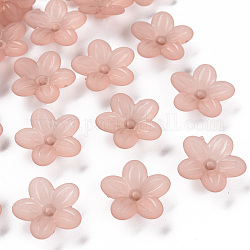 Protezioni tallone acrilico smerigliato, 5 -petal, fiore, marrone rosato, 19.5x20x5.5mm, Foro: 1.6 mm, circa 740pcs/500g