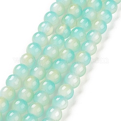 Chapelets de perles en verre peint, imitation opalite, ronde, vert pale, 6mm, Trou: 1.2mm, Environ 134 pcs/chapelet, 30~30.01'' (76.2~76.4 cm)