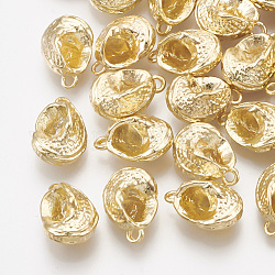 Encantos de latón, cáscara, real 18k chapado en oro, 11.5x8x5mm, agujero: 1.2 mm