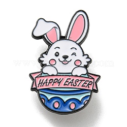 Пасхальное яйцо кролика цветок эмалированные булавки, милый значок кролика, Брошь из черного сплава для рюкзака, кролик, 32x21.5x1.5 мм
