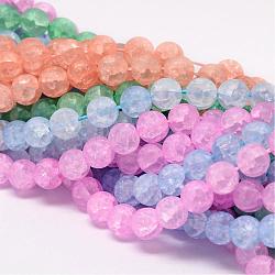 Chapelets de perles en quartz craquelé synthétique, ronde, teinte, mat, couleur mixte, 8mm, Trou: 1mm, Environ 50 pcs/chapelet, 15.75 pouce