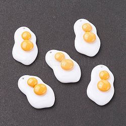 Ciondoli di resina, cibo imitazione, giocare con il cibo, uovo fritto, bianco, 30.5x18x7mm, Foro: 1.8 mm