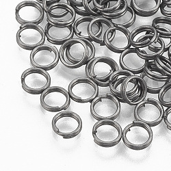 Anillos partidos de hierro, anillos de salto de doble bucle, sin plomo y cadmio, crudo (sin chapar), 10x1.4mm, aproximamente 8.5 mm de diámetro interior, aproximamente 4800 unidades / 1000 g