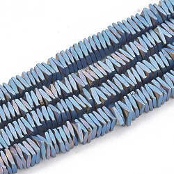 Chapelets de perles en hématite synthétique sans magnétiques, Style mat, facette, perles heishi carrées, bleu plaqué, 4x4x1mm, Trou: 1mm, Environ 385 pcs/chapelet, 15.9 pouce