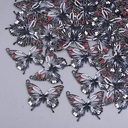 Латунные подвески с принтом, травленые металлические украшения, бабочка, чёрные, 16.5x19x0.3 мм, отверстие : 1.5 мм