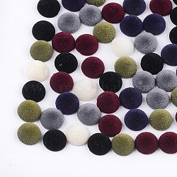 Perles acryliques flocky, la moitié foré, demi-rond / dôme, couleur mixte, 14x7mm, demi-trou: 1 mm