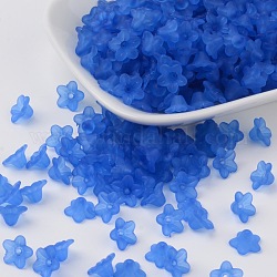 Transparente Acryl Perlen, Blume, matt, Blau, 10x5 mm, Bohrung: 1 mm, ca. 420 Stk. / 50 g